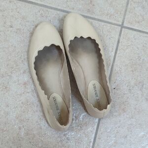 Audrey Brooke Beige Scalloped Loafers